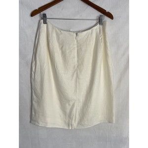 Vintage Valerie Stevens Womens Skirt Pencil A-Line Linen Ivory Size 14